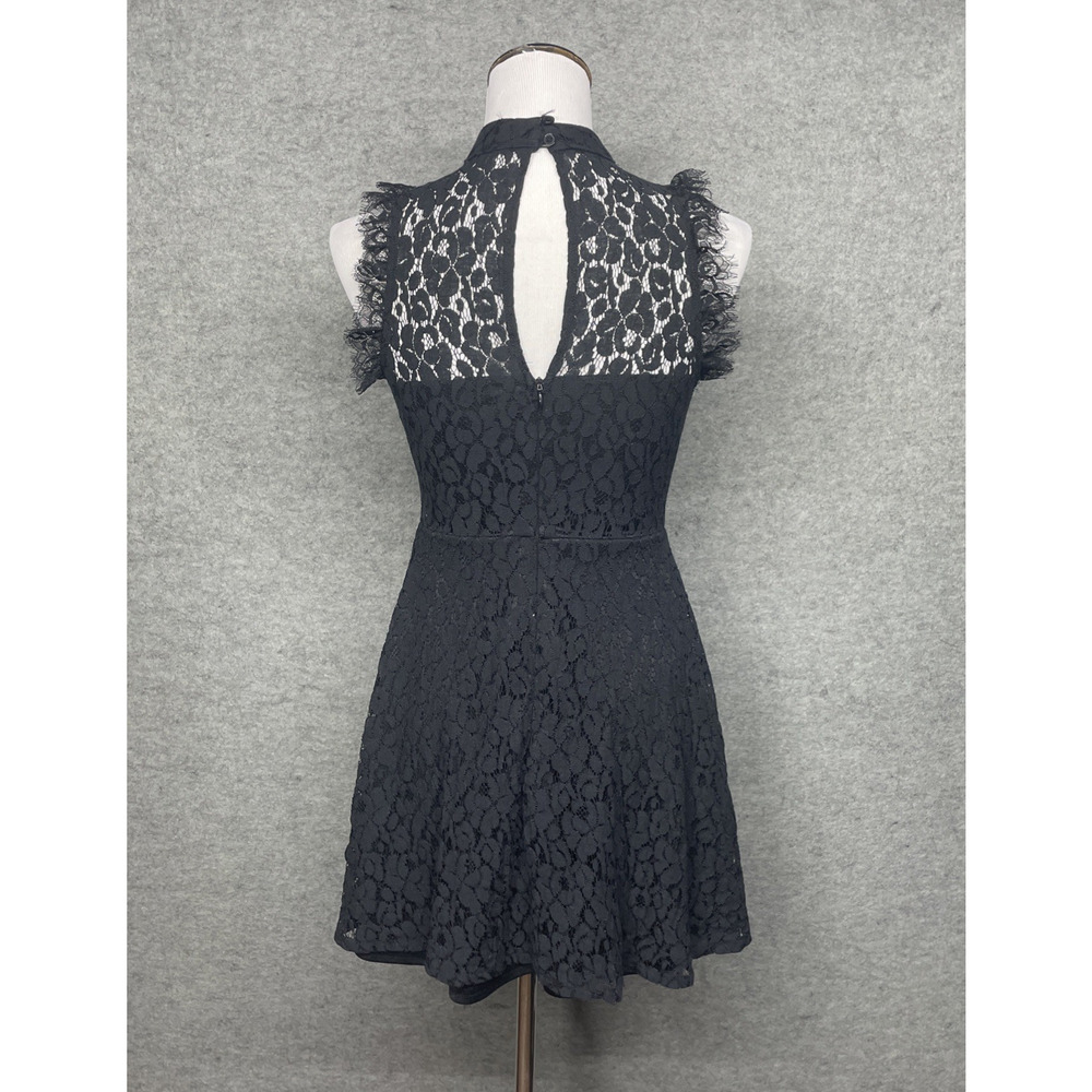Altar'd State Jaenie Dress SM Sleeveless Mock-Neck Black Floral Lace Embroidered - Picture 6 of 13